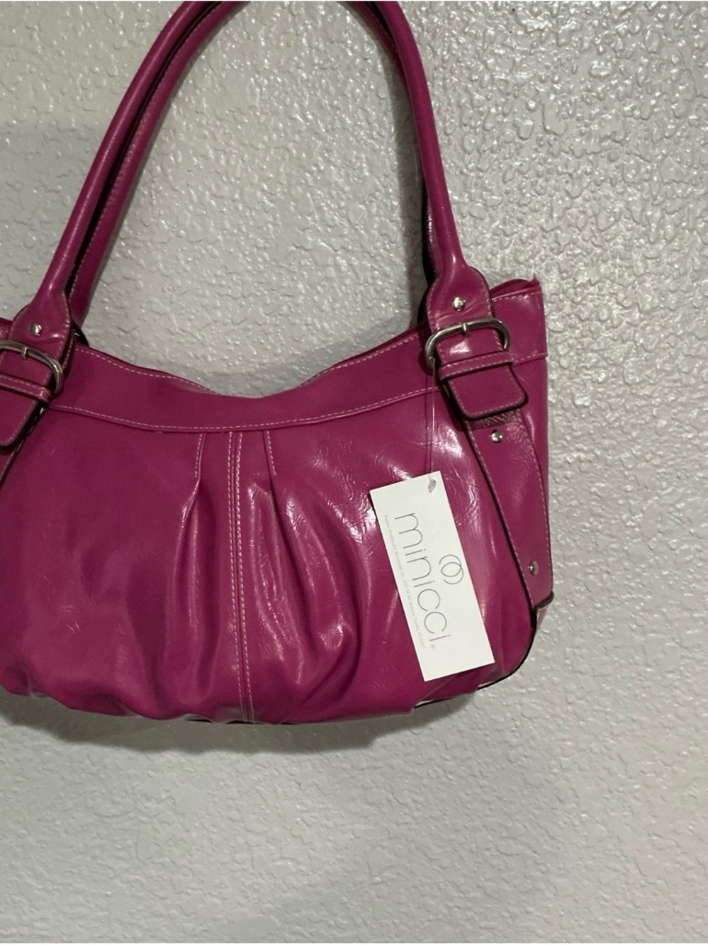Minicci Magenta Leather Shoulder Bag